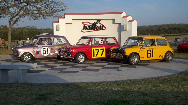Vintage racing a Mini Cooper at Hallett Raceway