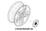 Mini Cooper Hub Cap 5-Star Rocket 93 White Gen1 OEM