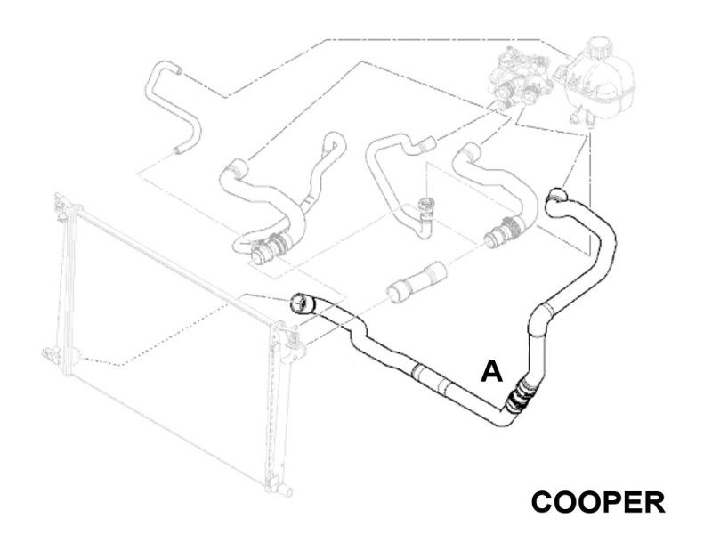 Mini Cooper Lower Radiator Hose A Value Line non-S Gen2 R55 R56 R57 R58 R59