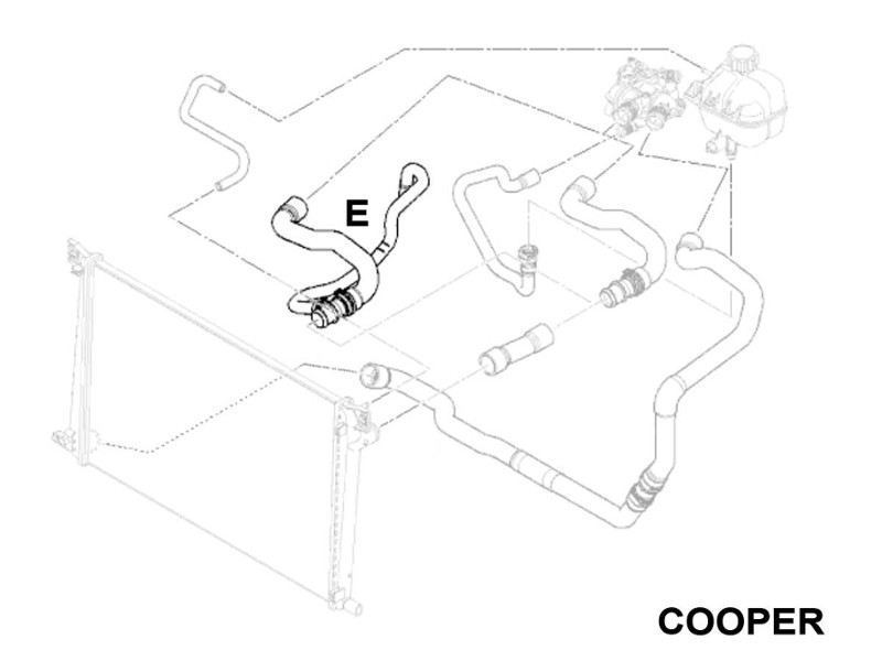 Mini Cooper Upper Radiator Hose E Long for Automatic Transmission Value Line Gen2 R55 R56 R57 R58 R59