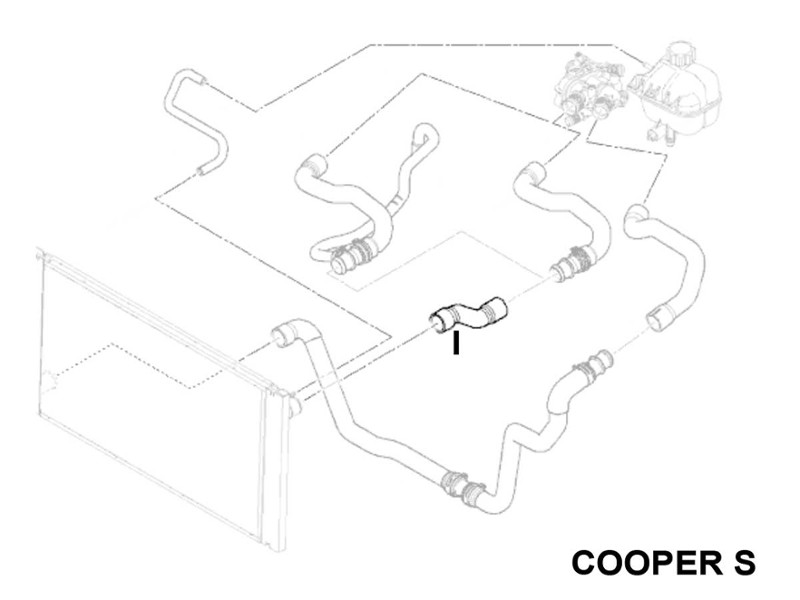 Mini Cooper S Upper Radiator Hose I Short Value Priced Gen2 R55 R56 R57 R58 R59