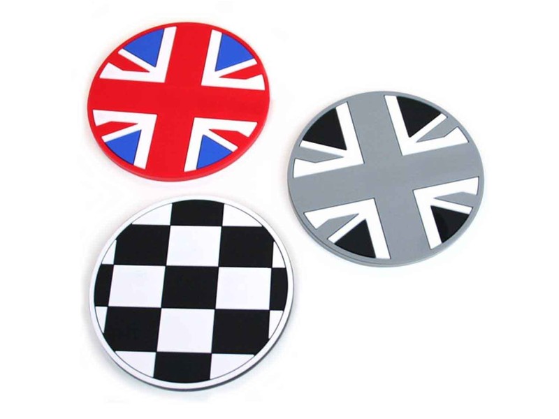 Mini Cooper Cup Holder Badge Checkered 2.45 Inch Pair R60 F56 F55 F57