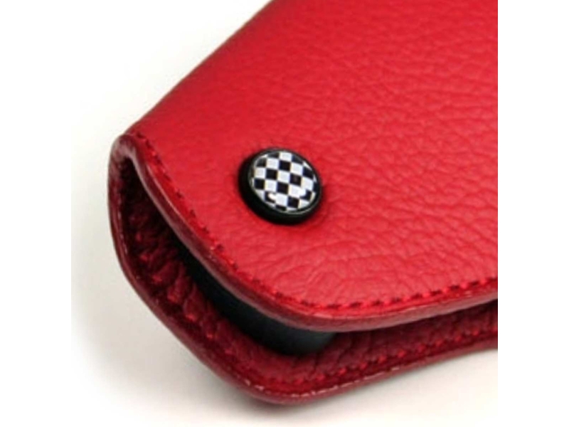 Mini Cooper Leather Key Fob Red W/ Checkered Gen3 F55 F56