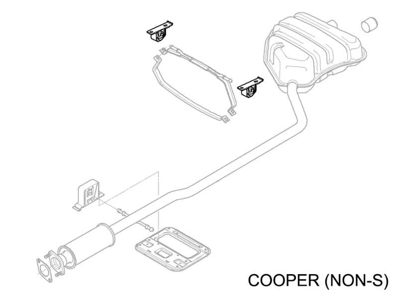MINI Cooper, Cooper S OEM Muffler Hanger Rear Bracket Each, Gen1, Hardtop R50, Convertible R52, Hardtop R53, 04-06
