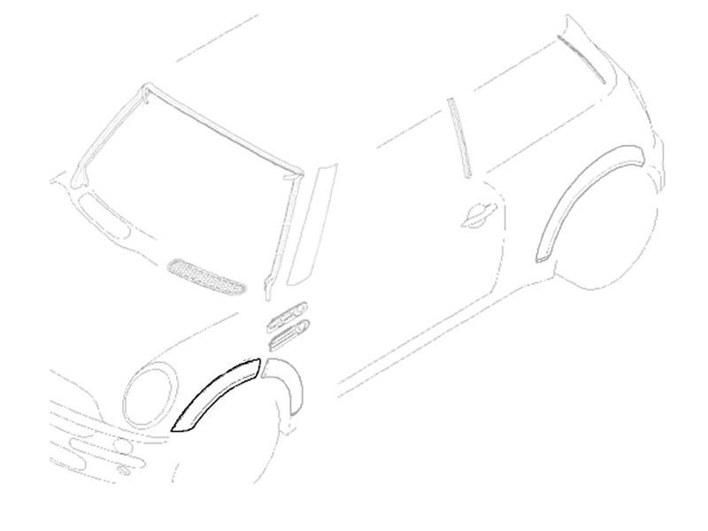 MINI Cooper Fender Flare Wheel Arch Front Left Top R50 R52 R53